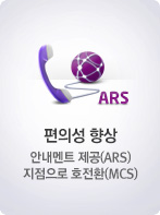 편의성 향상 안내멘트 제공(ARS) 지점으로 호전환(MCS)